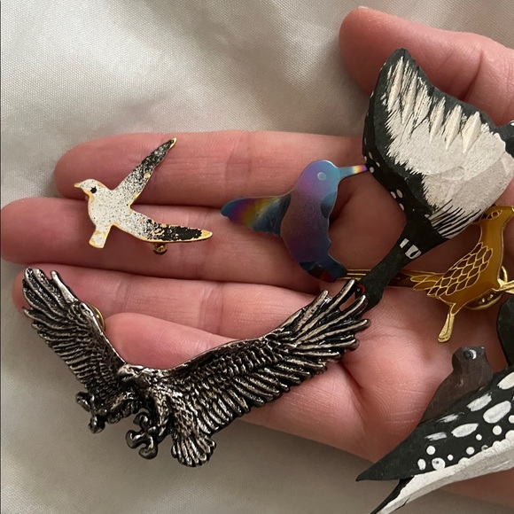 Lot of (7) Mixed bird brooches - Picture 5 of 7